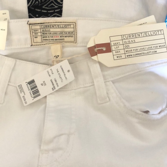 NWT Current Elliot the stiletto jeans white sz 27 - Picture 2 of 8